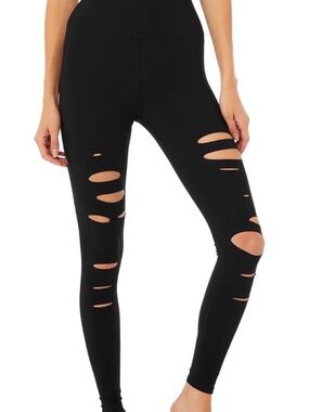ALO Yoga Black High-Rise Slashed Leggings